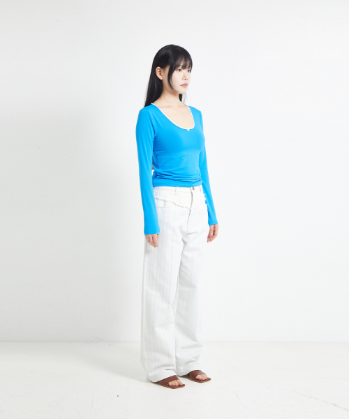COTTONREBIRTHCLUB（コットンリバースクラブ）の「レースベビーTシャツ（ブルー）（Tシャツ/カットソー・レディース・その他・FREE）」の3枚目の写真
