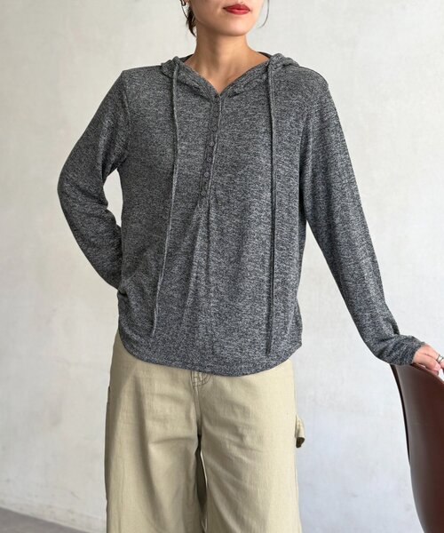 CPCM(シーピーシーエム)の「【WEB限定】ヘンリーシアーニットパーカー(Tシャツ/カットソー・レディース・チャコールグレー/グリーン系/グレー・FREE)」の16枚目の写真