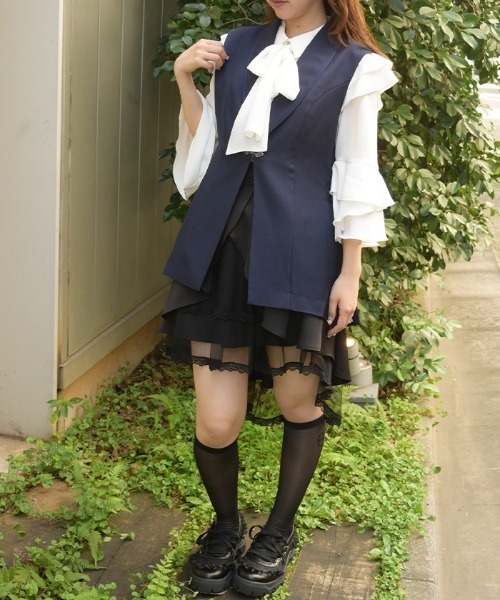 axes femme（アクシーズファム）の「サイドプリーツハーフジレ（ベスト・レディース・ブラック/ブラウン/ネイビー・FREE）」の15枚目の写真
