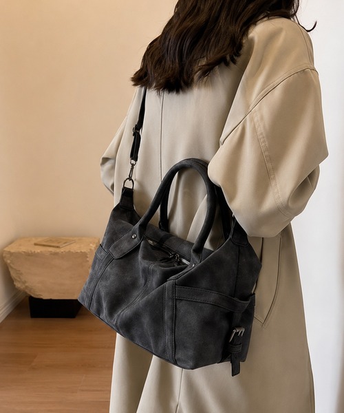 ammy.(エイミードット)の「【 ammy. / エイミードット 】 ビンテージライク ボストンバッグ / ショルダーバッグ(ボストンバッグ・レディース・ベージュ系/ブラック系・FREE)」の6枚目の写真