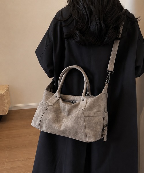 ammy.(エイミードット)の「【 ammy. / エイミードット 】 ビンテージライク ボストンバッグ / ショルダーバッグ(ボストンバッグ・レディース・ベージュ系/ブラック系・FREE)」の8枚目の写真