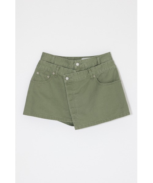 MOUSSY(マウジー)の「BACKSATIN LAYERED ミニスカート(スカート・レディース・カーキ/ライトブラック・1/2)」の2枚目の写真