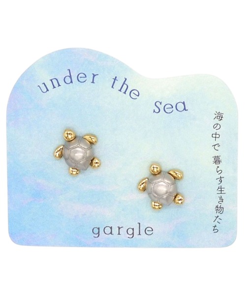 gargle(ガーグル)の「gargle ガーグル:海の生き物シリーズ カメ吉 ウミガメ スピ活 ピアス(ピアス(両耳用)・レディース・シルバー×ゴールド・FREE)」の2枚目の写真