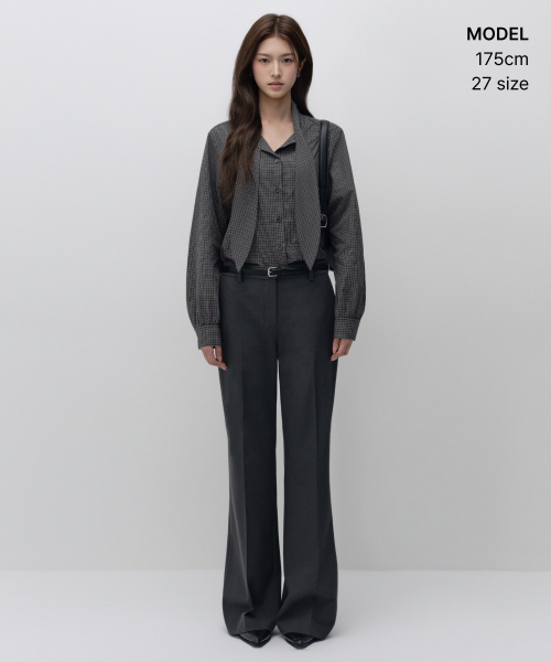 MUSINSA STANDARD WOMAN（ムシンサスタンダードウーマン）の「ウィメンズフレアヒドゥンバンディングスラックス[グレー]（スラックス・レディース・その他・24/25/26/27/28/29/30）」の2枚目の写真