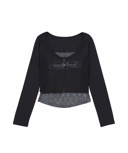 NO EXTRA TOUCH(ノー・エクストラ・タッチ)の「Lace Layered Top Bolero Cardigan (Black) / 26FWKC002BK(カーディガン/ボレロ・レディース・その他・SMALL/MEDIUM)」の3枚目の写真