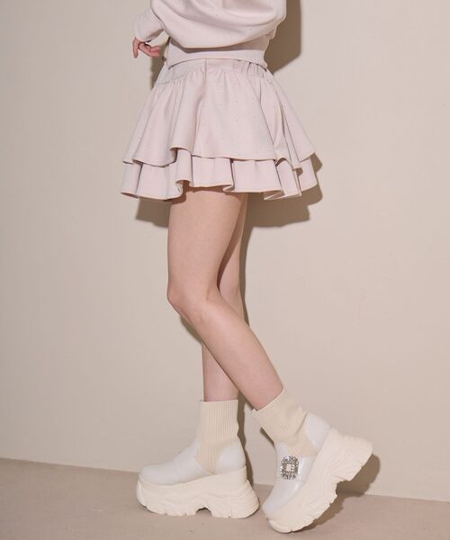 MAJESTIC LEGON（マジェスティックレゴン）の「キラキラボリュームフリルミニスカパン（スカート・レディース・ピンク/グレー/ブラック/アイボリー・MEDIUM）」の18枚目の写真