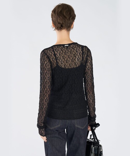 To b. by agnes b.(トゥービーバイアニエスベー)の「レース 長袖 プルオーバー(Tシャツ/カットソー・レディース・ブラック・38)」の3枚目の写真