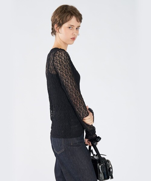 To b. by agnes b.(トゥービーバイアニエスベー)の「レース 長袖 プルオーバー(Tシャツ/カットソー・レディース・ブラック・38)」の4枚目の写真