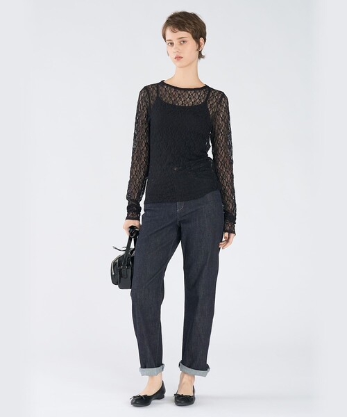 To b. by agnes b.(トゥービーバイアニエスベー)の「レース 長袖 プルオーバー(Tシャツ/カットソー・レディース・ブラック・38)」の5枚目の写真