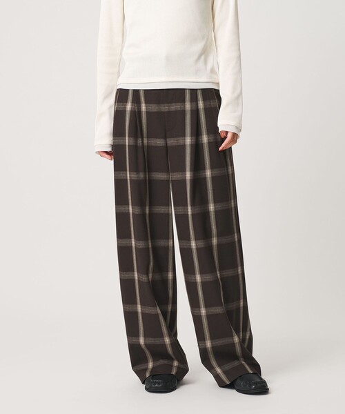 BEAUTY&YOUTH UNITED ARROWS（ビューティーアンドユースユナイテッドアローズ）の「ポリエステルブレンド チェック ワイドパンツ（スラックス・レディース・ダークブラウン/ベージュ・M/S）」の13枚目の写真