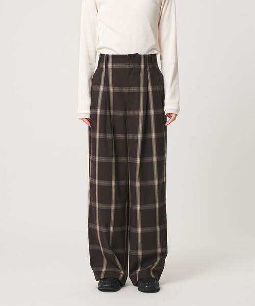 BEAUTY&YOUTH UNITED ARROWS（ビューティーアンドユースユナイテッドアローズ）の「ポリエステルブレンド チェック ワイドパンツ（スラックス・レディース・ダークブラウン/ベージュ・M/S）」の6枚目の写真