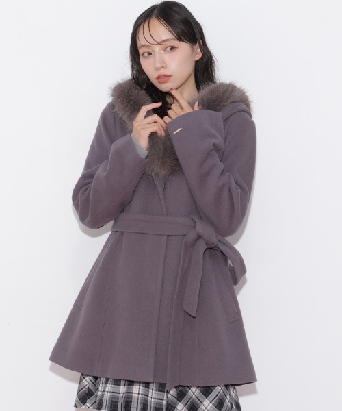 JILL by JILL STUART(ジルバイジルスチュアート)の「フーディミディコート(その他アウター・レディース・ピンク/ホワイト/グレー・MEDIUM/SMALL)」の2枚目の写真