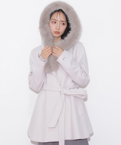 JILL by JILL STUART(ジルバイジルスチュアート)の「フーディミディコート(その他アウター・レディース・ピンク/ホワイト/グレー・MEDIUM/SMALL)」の3枚目の写真