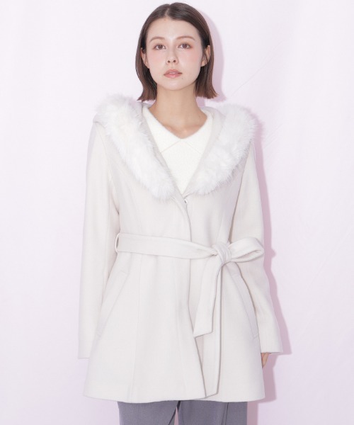 JILL by JILL STUART(ジルバイジルスチュアート)の「フーディミディコート(その他アウター・レディース・ピンク/ホワイト/グレー・MEDIUM/SMALL)」の7枚目の写真