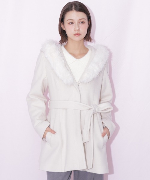 JILL by JILL STUART(ジルバイジルスチュアート)の「フーディミディコート(その他アウター・レディース・ピンク/ホワイト/グレー・MEDIUM/SMALL)」の9枚目の写真