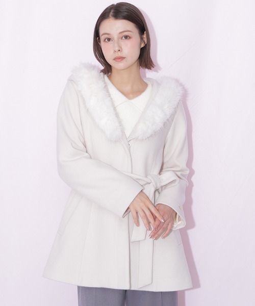 JILL by JILL STUART(ジルバイジルスチュアート)の「フーディミディコート(その他アウター・レディース・ピンク/ホワイト/グレー・MEDIUM/SMALL)」の10枚目の写真