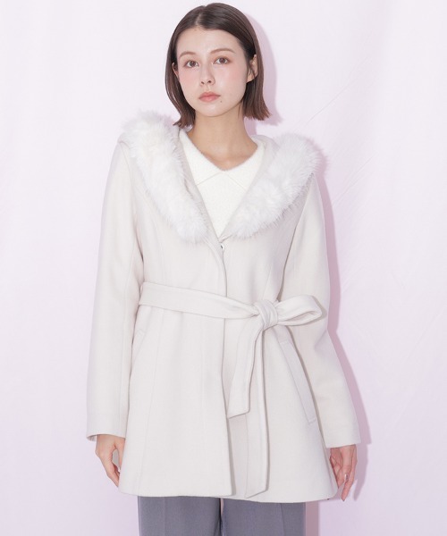 JILL by JILL STUART(ジルバイジルスチュアート)の「フーディミディコート(その他アウター・レディース・ピンク/ホワイト/グレー・MEDIUM/SMALL)」の8枚目の写真