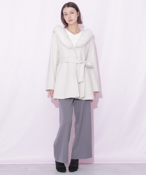 JILL by JILL STUART(ジルバイジルスチュアート)の「フーディミディコート(その他アウター・レディース・ピンク/ホワイト/グレー・MEDIUM/SMALL)」の15枚目の写真