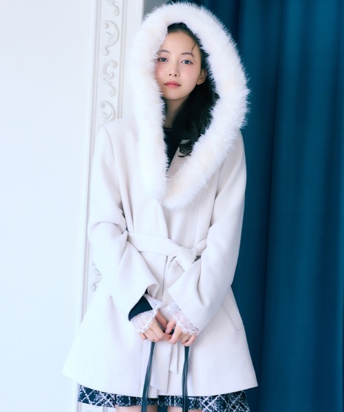 JILL by JILL STUART(ジルバイジルスチュアート)の「フーディミディコート(その他アウター・レディース・ピンク/ホワイト/グレー・MEDIUM/SMALL)」の5枚目の写真