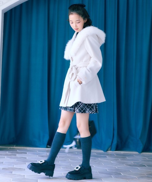 JILL by JILL STUART(ジルバイジルスチュアート)の「フーディミディコート(その他アウター・レディース・ピンク/ホワイト/グレー・MEDIUM/SMALL)」の6枚目の写真