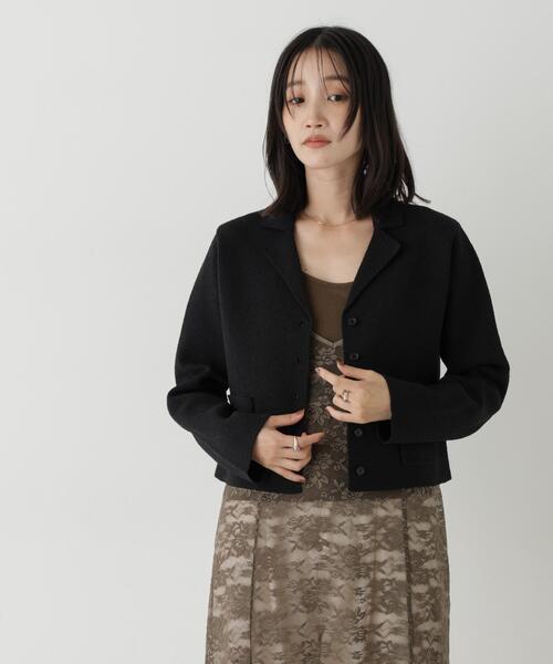 NANO universe(ナノユニバース)の「ミニブークレ総針編みショートニットジャケット(セットアップ可)(ニット/セーター・レディース・ブラック/ライトベージュ/バーガンディー・FREE)」の20枚目の写真