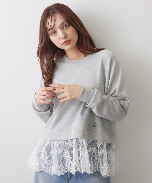 DRESSTERIOR(ドレステリア)の「レースドッキング裏毛プルオーバー(Tシャツ/カットソー・レディース・ライトグレー/ブラウン系その他・36/38)」の1枚目の写真