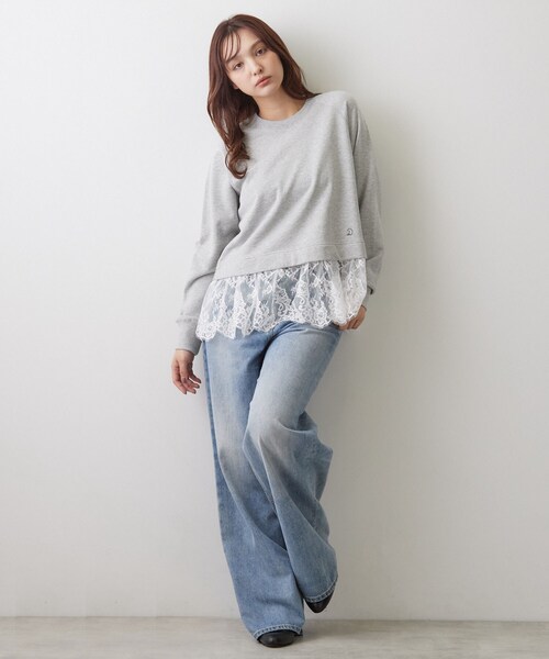 DRESSTERIOR(ドレステリア)の「レースドッキング裏毛プルオーバー(Tシャツ/カットソー・レディース・ライトグレー/ブラウン系その他・36/38)」の9枚目の写真