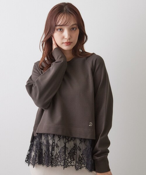 DRESSTERIOR(ドレステリア)の「レースドッキング裏毛プルオーバー(Tシャツ/カットソー・レディース・ライトグレー/ブラウン系その他・36/38)」の11枚目の写真