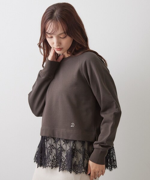 DRESSTERIOR(ドレステリア)の「レースドッキング裏毛プルオーバー(Tシャツ/カットソー・レディース・ライトグレー/ブラウン系その他・36/38)」の12枚目の写真