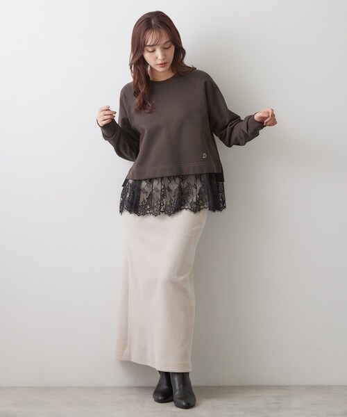DRESSTERIOR(ドレステリア)の「レースドッキング裏毛プルオーバー(Tシャツ/カットソー・レディース・ライトグレー/ブラウン系その他・36/38)」の13枚目の写真