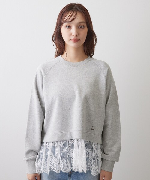 DRESSTERIOR(ドレステリア)の「レースドッキング裏毛プルオーバー(Tシャツ/カットソー・レディース・ライトグレー/ブラウン系その他・36/38)」の3枚目の写真