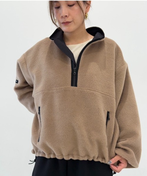 YENN(イエン)の「YENN(イエン)SHAGGY HALF ZIP JK(ブルゾン・レディース・チャコールグレー/ベージュ・F)」の2枚目の写真