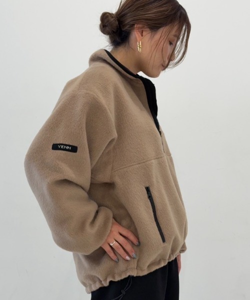 YENN(イエン)の「YENN(イエン)SHAGGY HALF ZIP JK(ブルゾン・レディース・チャコールグレー/ベージュ・F)」の17枚目の写真