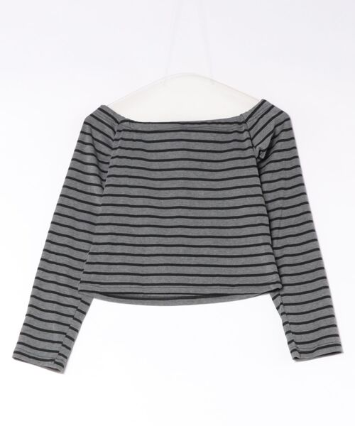 Jasmine Grandiflorum(ジャスミングランディフローラム)の「【Jasmine】ボーダー柄リボンオフショルトップス(Tシャツ/カットソー・レディース・グレー・FREE)」の10枚目の写真