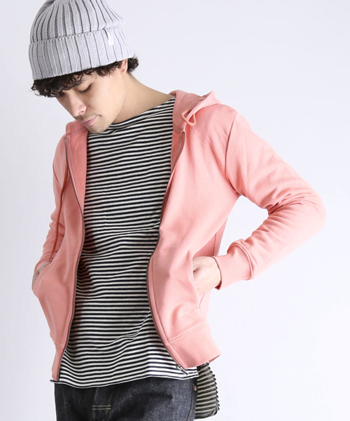 Denime（ドゥニーム）の「HEAVY SWT ZIP PARKA/スウェットジップパーカー（パーカー・メンズ・ネイビー/ピンク/グレー/ホワイト・LARGE/SMALL/X-LARGE/MEDIUM）」の4枚目の写真