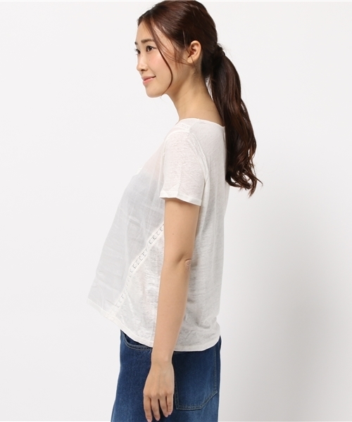 NATURAL BEAUTY BASIC（ナチュラルビューティーベーシック）の「リネン天竺×布帛プルオーバー（Tシャツ/カットソー・レディース・ホワイト系その他/オレンジ系その他/ブラック・MEDIUM）」の5枚目の写真