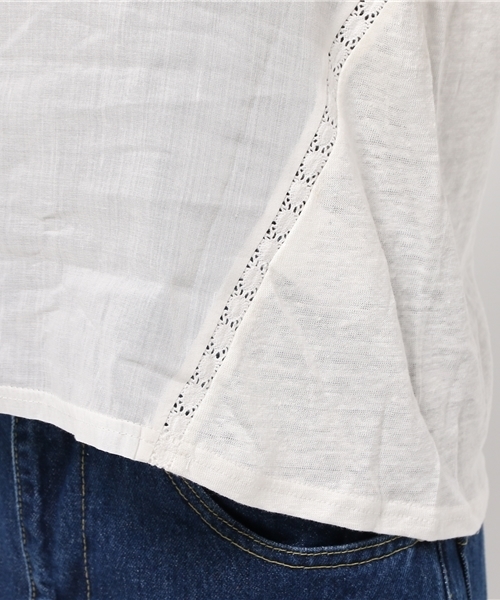 NATURAL BEAUTY BASIC（ナチュラルビューティーベーシック）の「リネン天竺×布帛プルオーバー（Tシャツ/カットソー・レディース・ホワイト系その他/オレンジ系その他/ブラック・MEDIUM）」の9枚目の写真