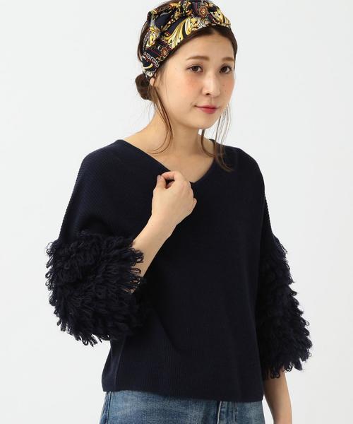 Another Edition(アナザーエディション)の「ループスリーブニットプルオーバー/ AEBC ループSL KNIT PO(ニット/セーター・レディース・ホワイト/ネイビー/マスタード・フリー)」の3枚目の写真