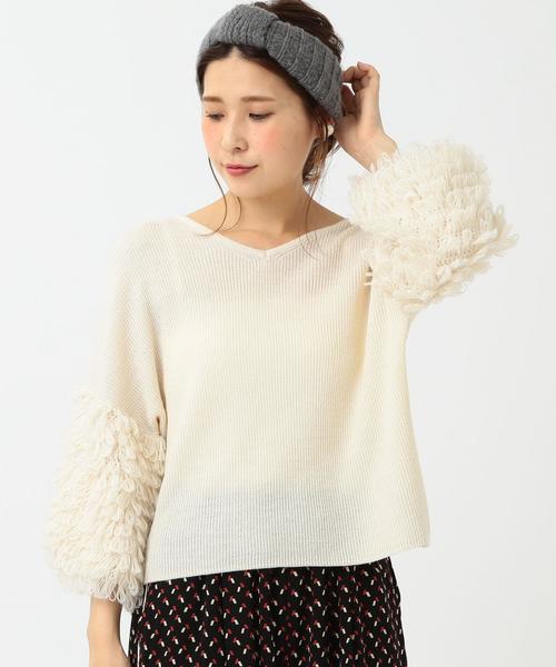 Another Edition(アナザーエディション)の「ループスリーブニットプルオーバー/ AEBC ループSL KNIT PO(ニット/セーター・レディース・ホワイト/ネイビー/マスタード・フリー)」の2枚目の写真