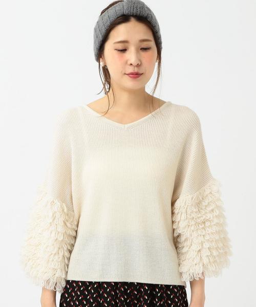 Another Edition(アナザーエディション)の「ループスリーブニットプルオーバー/ AEBC ループSL KNIT PO(ニット/セーター・レディース・ホワイト/ネイビー/マスタード・フリー)」の4枚目の写真