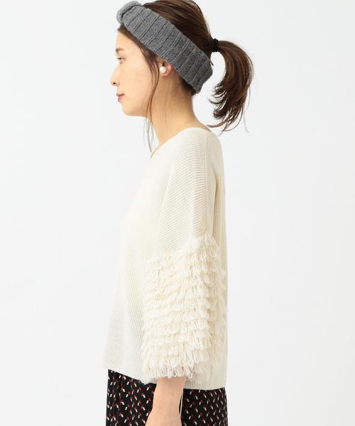 Another Edition(アナザーエディション)の「ループスリーブニットプルオーバー/ AEBC ループSL KNIT PO(ニット/セーター・レディース・ホワイト/ネイビー/マスタード・フリー)」の5枚目の写真