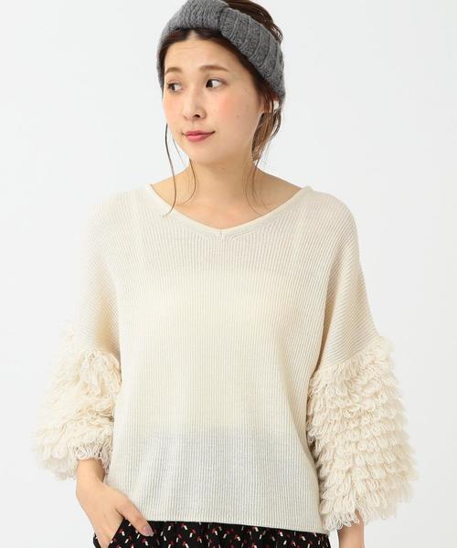 Another Edition(アナザーエディション)の「ループスリーブニットプルオーバー/ AEBC ループSL KNIT PO(ニット/セーター・レディース・ホワイト/ネイビー/マスタード・フリー)」の17枚目の写真