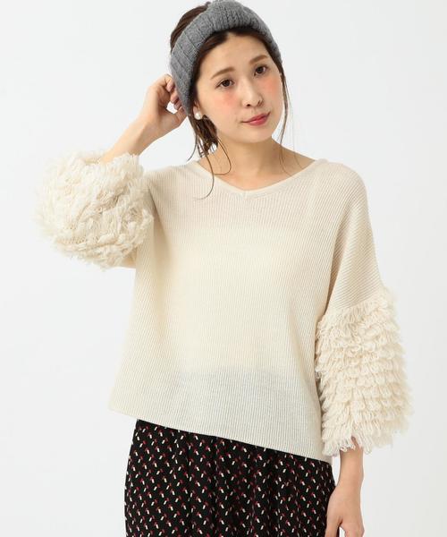 Another Edition(アナザーエディション)の「ループスリーブニットプルオーバー/ AEBC ループSL KNIT PO(ニット/セーター・レディース・ホワイト/ネイビー/マスタード・フリー)」の18枚目の写真