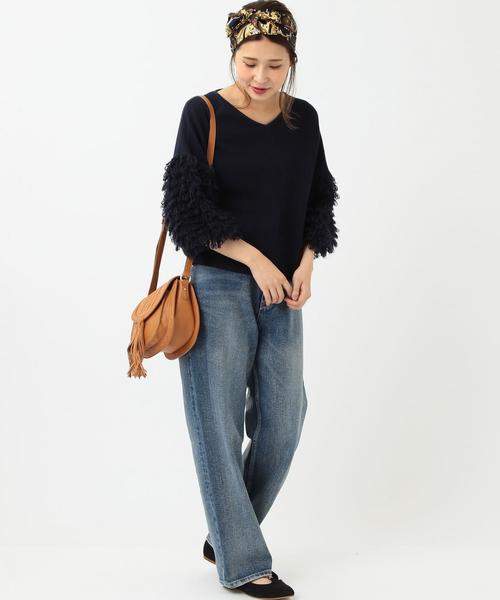 Another Edition(アナザーエディション)の「ループスリーブニットプルオーバー/ AEBC ループSL KNIT PO(ニット/セーター・レディース・ホワイト/ネイビー/マスタード・フリー)」の12枚目の写真