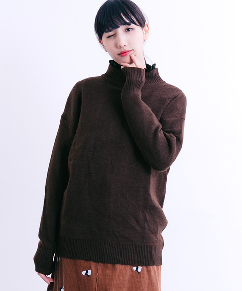 MERLOT(メルロー)の「ハイネックニットプルオーバー5853(ニット/セーター・レディース・ホワイト/ブラウン/イエロー系その他/ブラック/ネイビー/グリーン/ライトブルー/オフホワイト/ライトグレー/ピンク/キャメル/ブラウン系その他/イエロー/チェリーピンク/ブルーグリーン・FREE)」の6枚目の写真