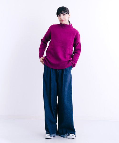 MERLOT(メルロー)の「ハイネックニットプルオーバー5853(ニット/セーター・レディース・ホワイト/ブラウン/イエロー系その他/ブラック/ネイビー/グリーン/ライトブルー/オフホワイト/ライトグレー/ピンク/キャメル/ブラウン系その他/イエロー/チェリーピンク/ブルーグリーン・FREE)」の19枚目の写真