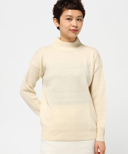 MERLOT(メルロー)の「ハイネックニットプルオーバー5853(ニット/セーター・レディース・ホワイト/ブラウン/イエロー系その他/ブラック/ネイビー/グリーン/ライトブルー/オフホワイト/ライトグレー/ピンク/キャメル/ブラウン系その他/イエロー/チェリーピンク/ブルーグリーン・FREE)」の2枚目の写真