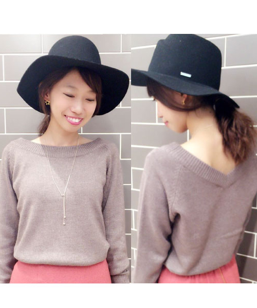 laboratory work（ラボラトリーワーク）の「カシミア混2way　Ｖネックニットプルオーバー（ニット/セーター・レディース・杢グレー/ブラック/モカ/グリーン/レッド・MEDIUM）」の20枚目の写真