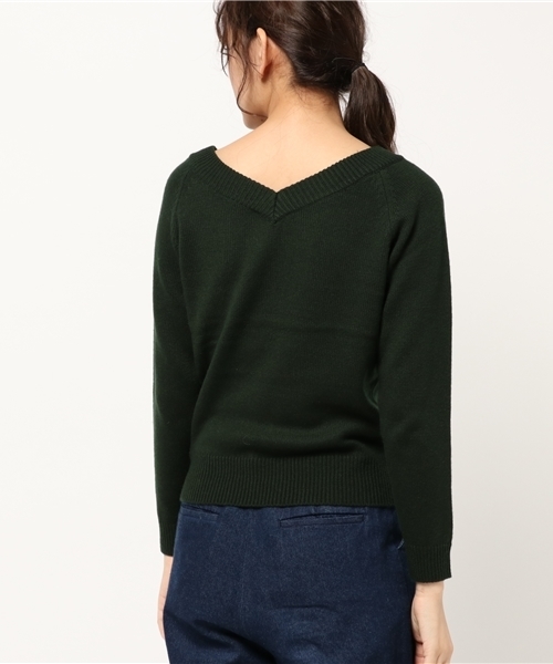 laboratory work（ラボラトリーワーク）の「カシミア混2way　Ｖネックニットプルオーバー（ニット/セーター・レディース・杢グレー/ブラック/モカ/グリーン/レッド・MEDIUM）」の8枚目の写真