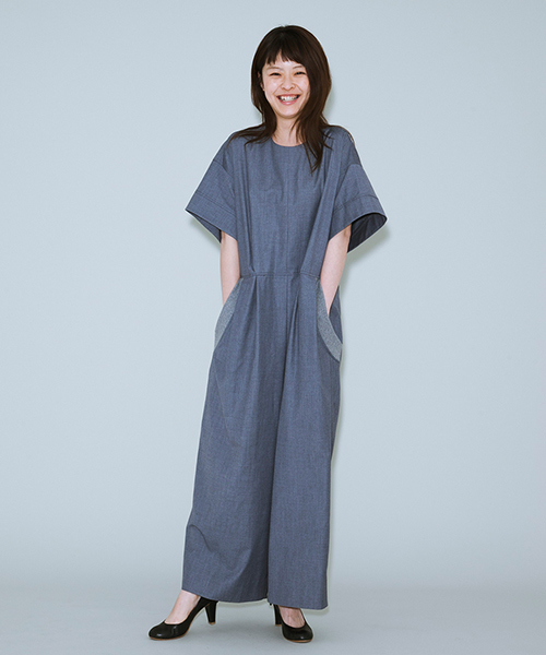 mercibeaucoup,（メルシーボークー）の「Ｂ：サマーウールトロ（つなぎ/オールインワン・レディース・グレー/ネイビー・01）」の4枚目の写真